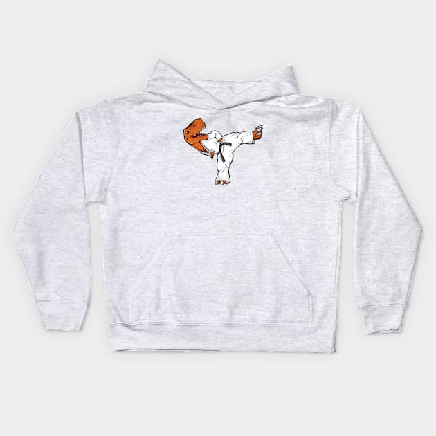 Cartoon TREX does Tang Soo Do Kids Hoodie by Modern Medieval Design